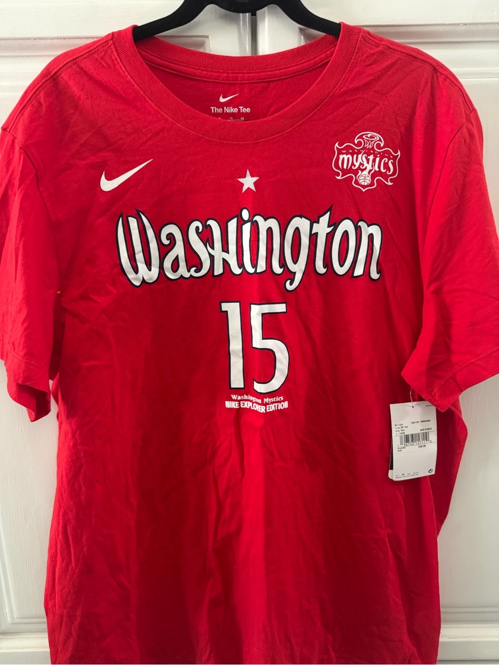 Washington Mystics Shirt Mens Red WNBA Basketball Delle Donne Nike